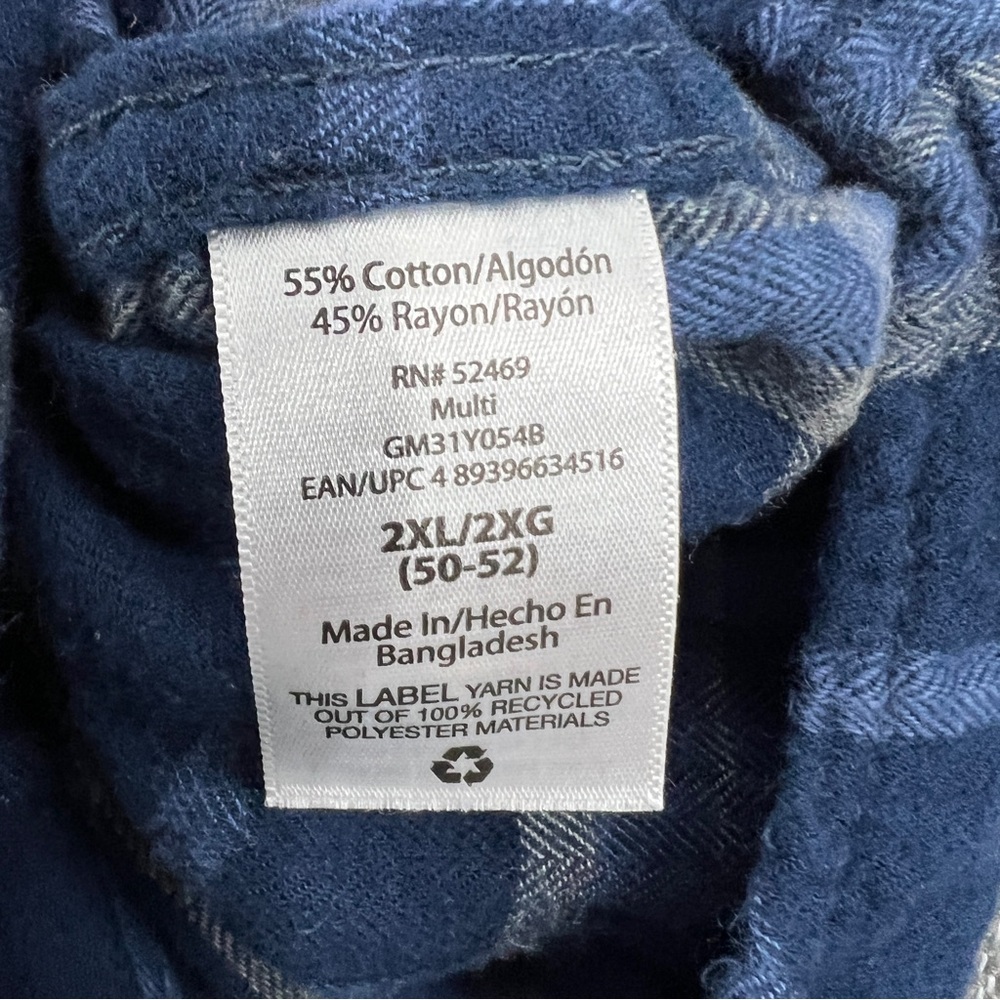 George Men’s Blue Casual Long Sleeve Flannel Button Down Shirt XXL - Picture 5 of 10